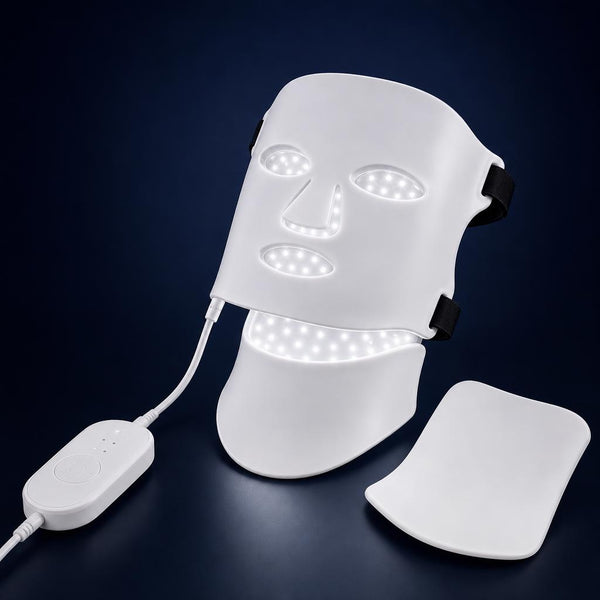 7-mode LED face and neck mask illuminated in white light mode