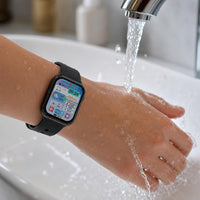 Reloj resistente al agua bajo el grifo