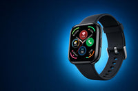 Reloj inteligente AMOLED, vista de estudio azul